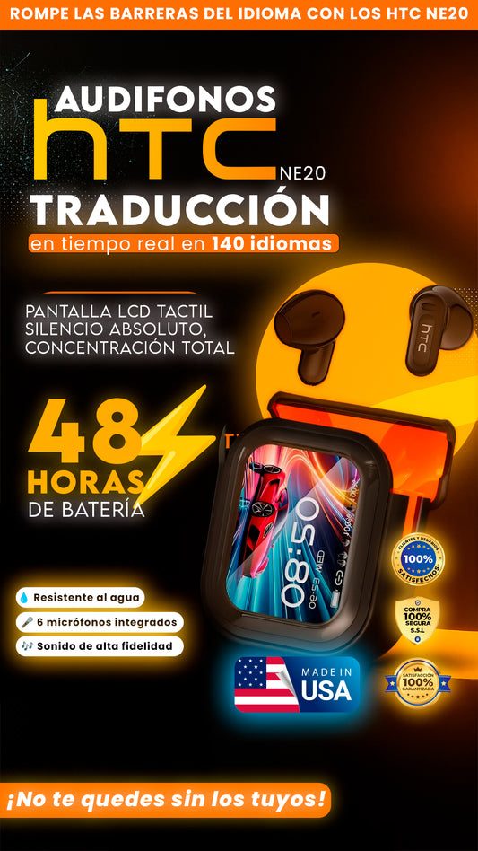 Auriculares HTC NE20 | Auriculares de traducción AI en tiempo real.